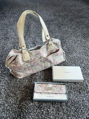 ❌SOLD❌ Liz Claiborne Pastel Monogram Shoulder Bag - Multicolor & Matching Wallet
